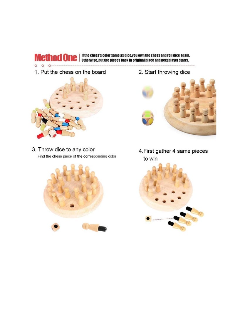Wooden Memory Match Stick Chess Game, Color Memory Chess, Funny Block Board Game,Memory Match Stick Chess Game,Parent-Child Interaction Toy, Brain Teaser for Boys and Girls Ag
