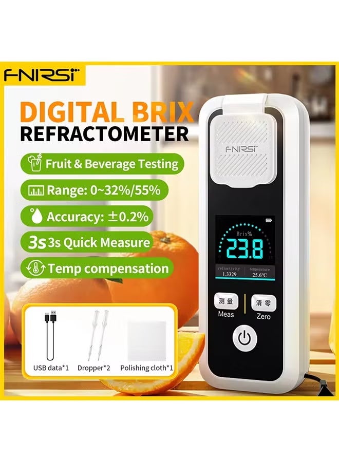 فنيرسي جهاز قياس نسبة السكر الرقمي القابل لإعادة الشحن من FNIRSI JBM-10 لقياس نسبة السكر في عصير الفاكهة والمشروبات والنبيذ والبيرة بنسبة 32% - Image 1