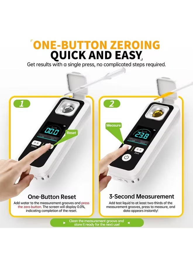 فنيرسي جهاز قياس نسبة السكر الرقمي القابل لإعادة الشحن من FNIRSI JBM-10 لقياس نسبة السكر في عصير الفاكهة والمشروبات والنبيذ والبيرة بنسبة 32% - Image 4