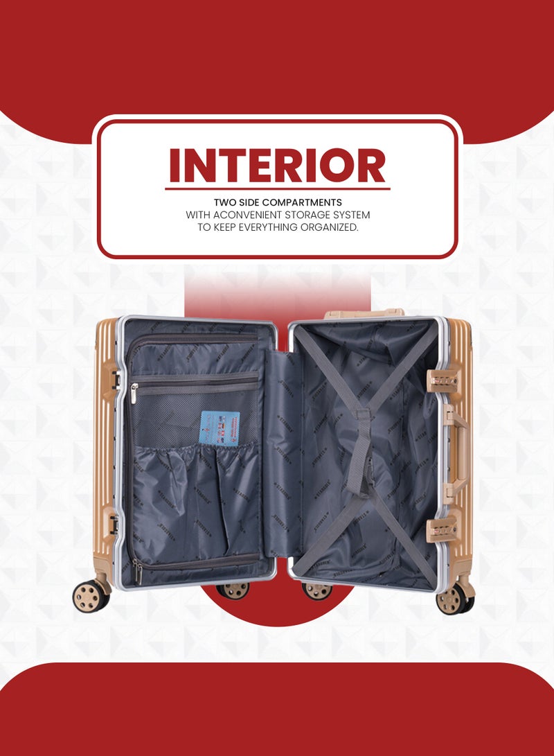 ستارجولد حقيبة الأمتعة TPC حقيبة جانبية صلبة عجلات قابلة للدوران 360 درجة وحقيبة سفر بنظام قابل للقفل - Image 5