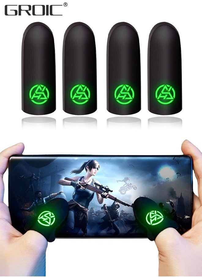 GROIC Gaming Luminous Finger Sleeves for Sweaty Hands, 2 Pair of Ultra-Thin Breathable Touchscreen Thumb Gloves, PUBG Gamer Finger Covers for Tablet iPad/Mobile Phone  - Image 1