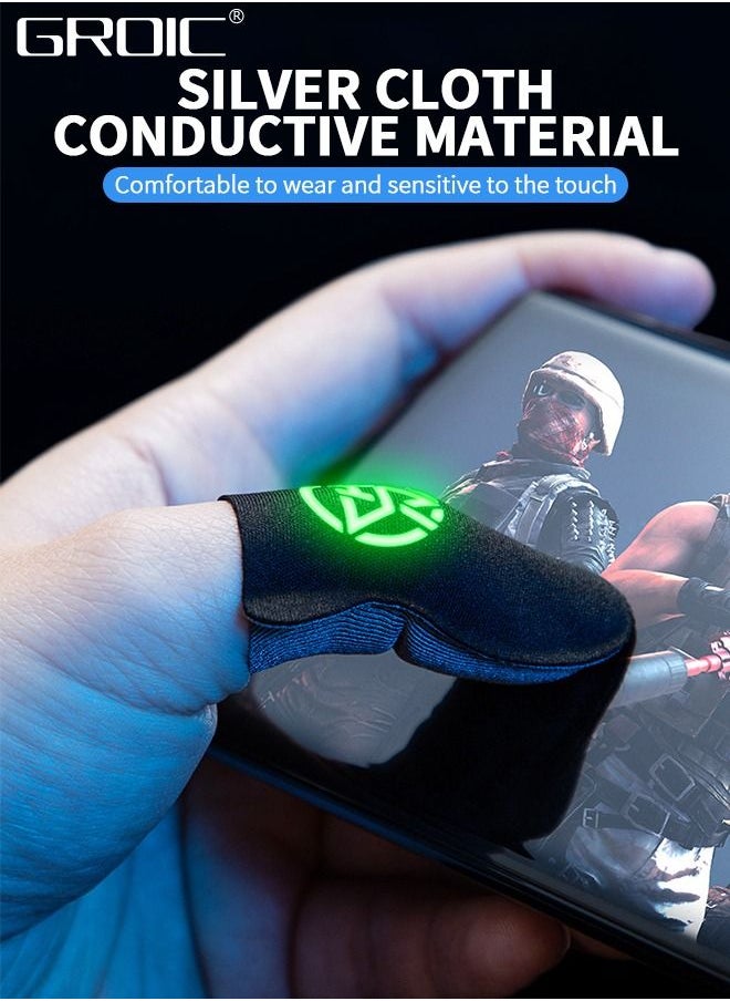 GROIC Gaming Luminous Finger Sleeves for Sweaty Hands, 2 Pair of Ultra-Thin Breathable Touchscreen Thumb Gloves, PUBG Gamer Finger Covers for Tablet iPad/Mobile Phone  - Image 4