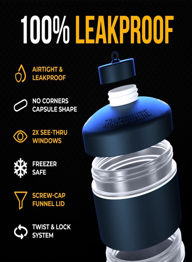 SHAKESPHERE حاويات الوجبات الخفيفة القابلة للتكديس من شايكسبير - حاوية وجبات خفيفة مقاومة للتسرب للسفر للمكملات الغذائية، البروتين، المكسرات - 3 أكواب بقفل لولبي - تخزين طعام محمول للجيم، المكتب، الغداء، والمدرسة - مصنوعة من الزجاج المعتم - Image 5