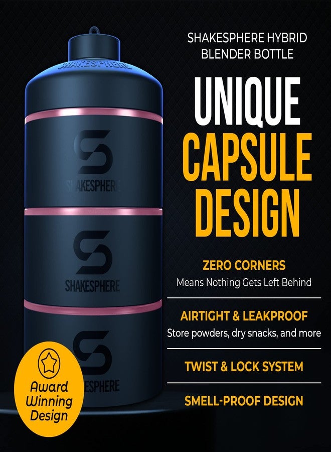 SHAKESPHERE حاويات الوجبات الخفيفة القابلة للتكديس من شايكسبير - حاوية وجبات خفيفة مقاومة للتسرب للسفر للمكملات الغذائية، البروتين، المكسرات - 3 أكواب بقفل لولبي - تخزين طعام محمول للجيم، المكتب، الغداء، والمدرسة - مصنوعة من الزجاج المعتم - Image 3