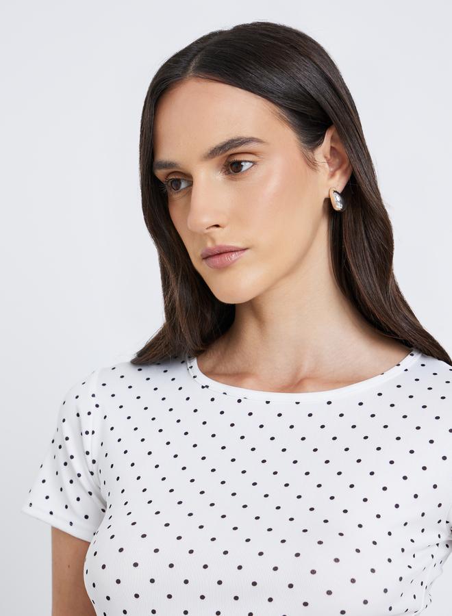 Styli Polka Dot Print Short Sleeve T-Shirt - Image 4