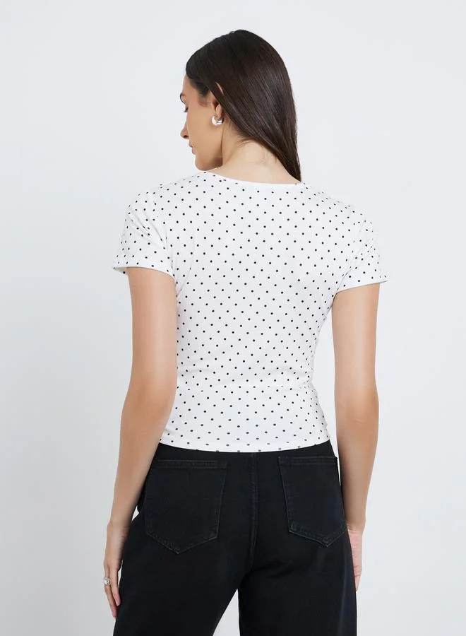 Styli Styli Polka Dot Print Short Sleeve T-Shirt