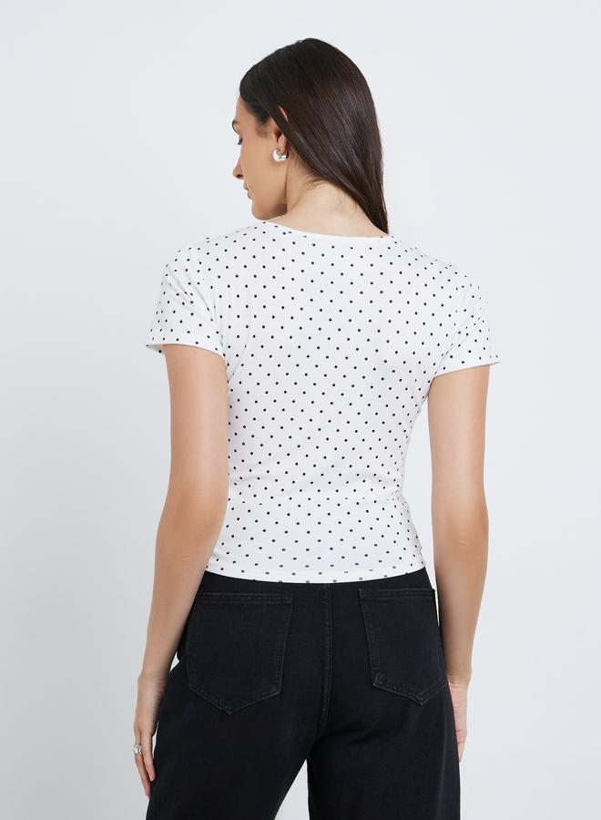 Styli Polka Dot Print Short Sleeve T-Shirt - Image 5