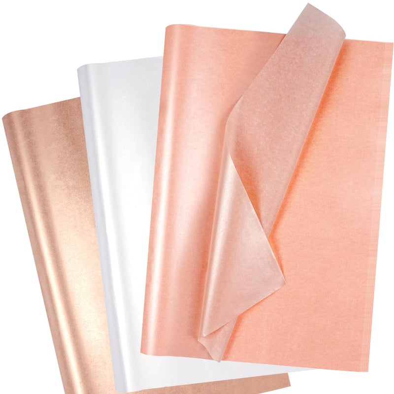 RUIFUN 60 Sheets Tissue Paper for Gift Bags 14 20 Metallic Rose Gold Pink White Tissue Paper for Packaging Crafts Wrapping Shiny Pearlescent Gift Wrapping Tissue Bulk for Birthday Baby Shower Wedding - Image 3