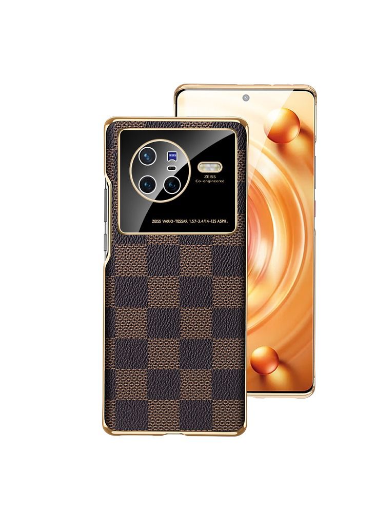 Suteni Plaid Back Cover Leather Phone Case for Vivo