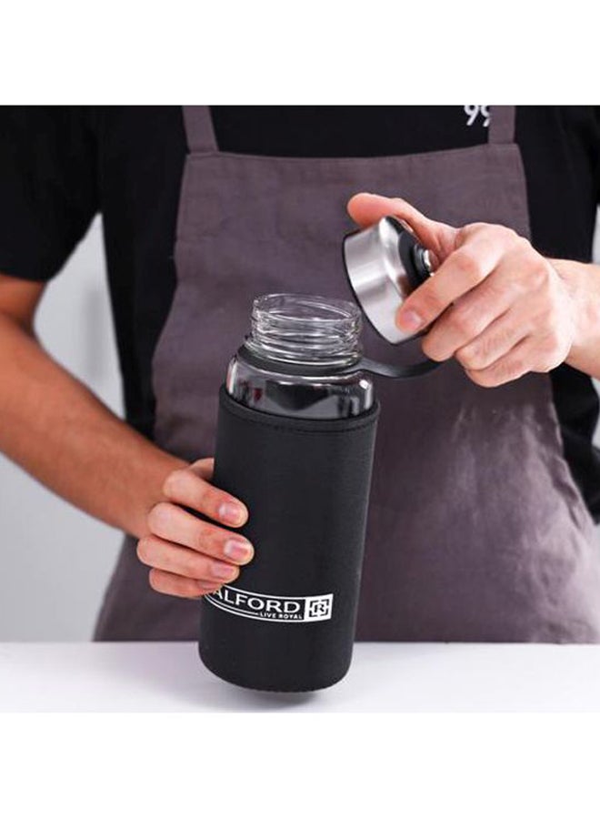 Royalford Glass Water Bottle With Cover Clear With Grey/Pink Cover - Assorted - Image 3