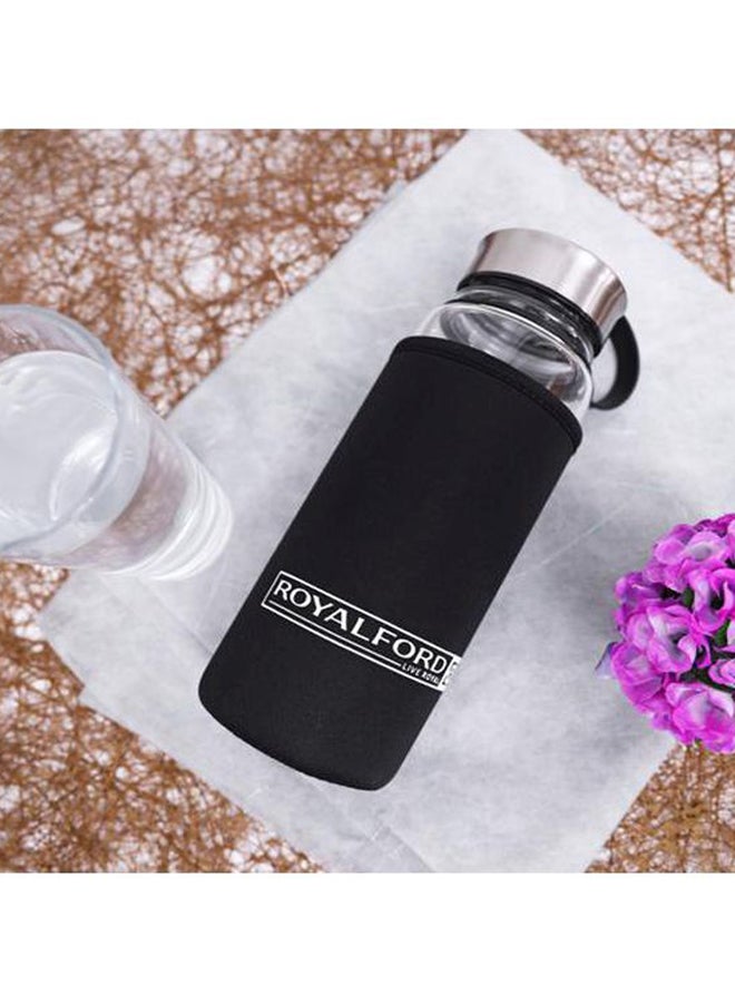 Royalford Glass Water Bottle With Cover Clear With Grey/Pink Cover - Assorted - Image 4