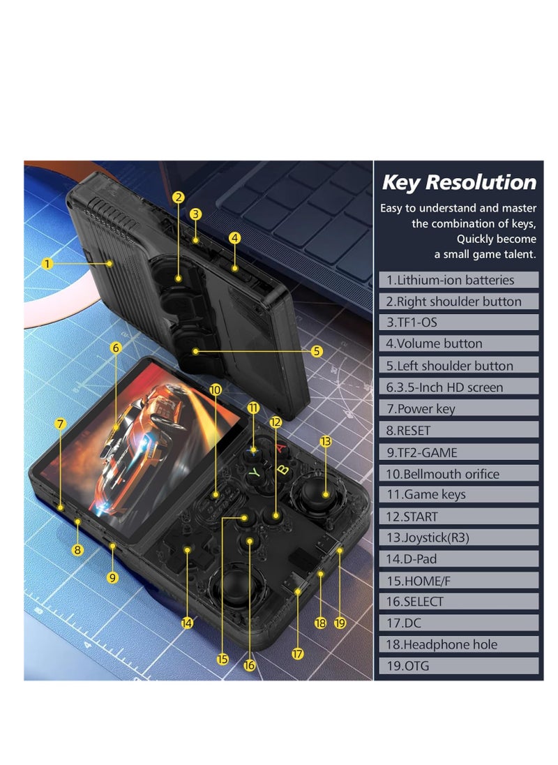 Retro Handheld Game Console | 3.5inch IPS Screen | R36S Portable Pocket Arcade 10+ Mainstream Emulator 64G TF Card | 15000+ R40S Pro (64G Black)