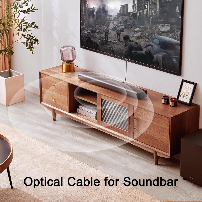DteeDck Optical Audio Cable 20 feet, Digital Audio Optical Cable Ultra-Thin Cord, Toslink SPDIF Fiber Optic Cable Compatible with TV Sound Bar Home Theater PS4 Xbox Samsung Vizio - Image 2