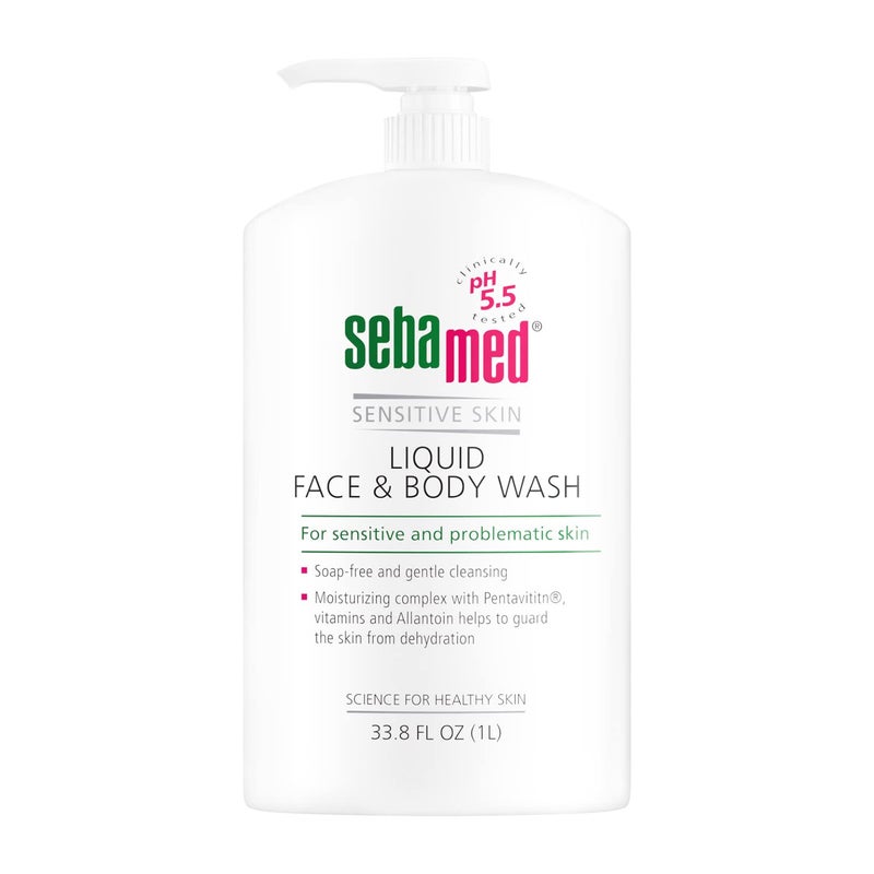 SEBAMED Sensitive Skin Face and Body Wash for Men and Women pH 55 Mild Gentle Hydrating Cleanser Hypoallergenic Body Wash Dermatologist Recommended 338 Fluid Ounces 1 Liter