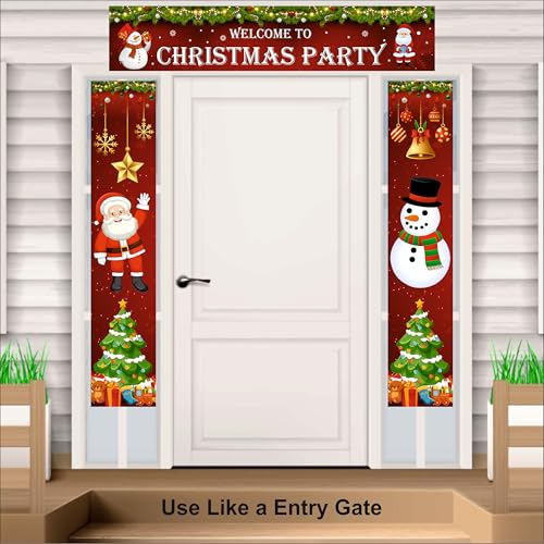 Party Baazaar Welcome to Christmas Party Banner | Christmas Decoration for Home | Backdrop (Pack of 3, Multi Color, Size: 5x1 Feet) - Image 2