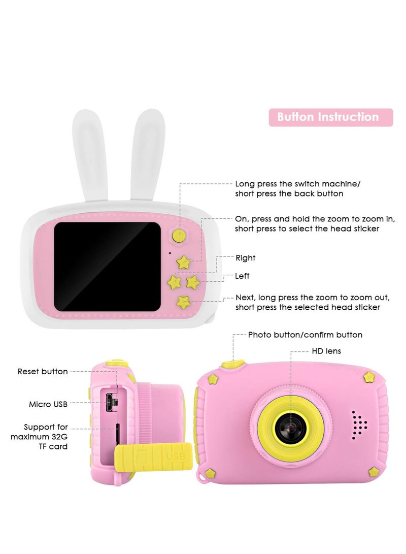 Gravity Kids Camera, Digital Video Camcorder Rechargeable with Rabbit Cover, Dual Screen 12MP Lens with 32G Memory Card, Best Birthday - Image 2