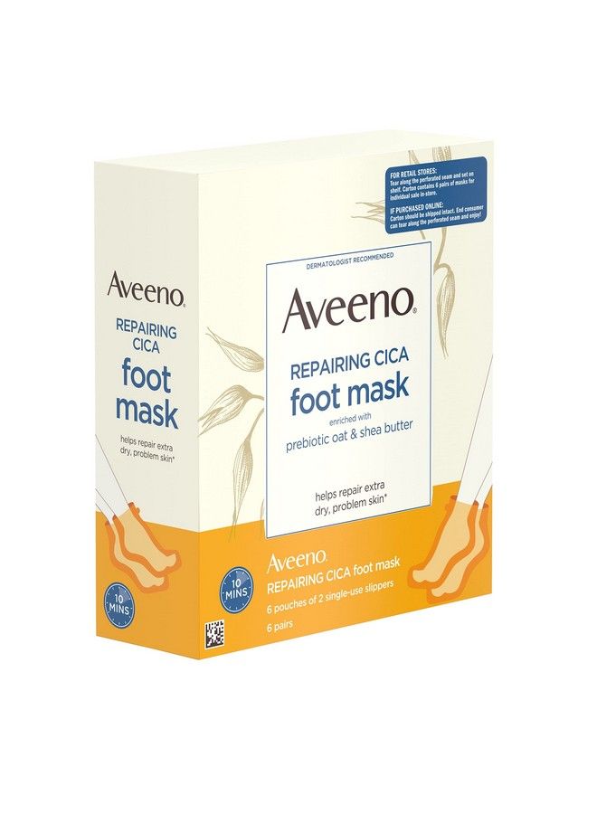 Aveeno Repairing Cica Foot Mask With Prebiotic Oat And Shea Butter Moisturizing Foot Mask For Extra Dry Skin 6 Pairs Of Singleuse Slippers - Image 5