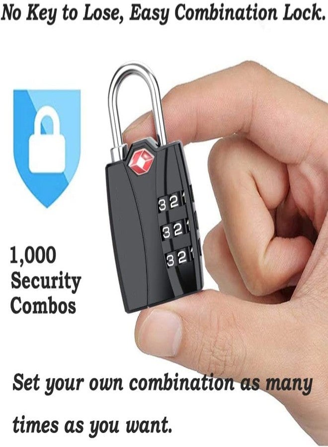 KANAbee Metal TSA 3 Digit Number Lock for Bag, Luggage, Travel, Zinc,Metallic finishes(Black) - Image 4