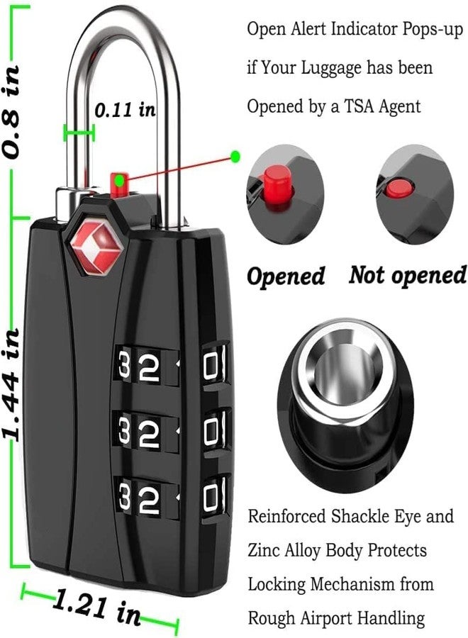 KANAbee Metal TSA 3 Digit Number Lock for Bag, Luggage, Travel, Zinc,Metallic finishes(Black) - Image 3
