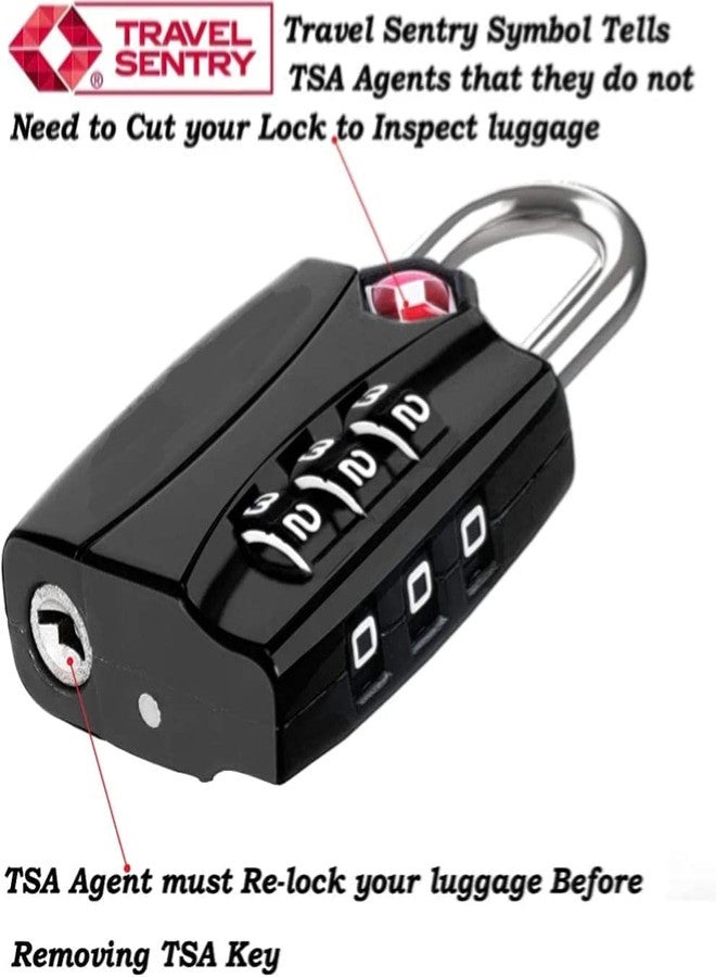 KANAbee Metal TSA 3 Digit Number Lock for Bag, Luggage, Travel, Zinc,Metallic finishes(Black) - Image 2