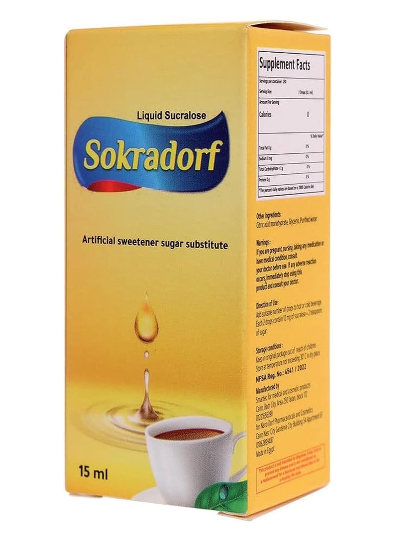 sokradorf Sukradorf Liquid Sweetener – Natural Sugar Substitute, Zero Calories, 15ml  - Image 1