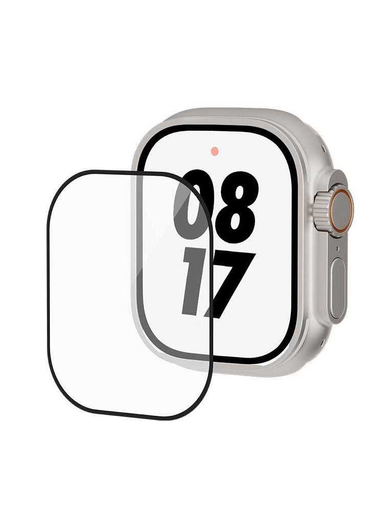 LEVELO Laminated Crystal Clear Apple Watch Ultra Screen Protector 49mm /  9H Damage Protection / Edge to Edge Protection / Ultimate Damage Resistance / Full Protection Coverage- Transparent/Black Edge - Image 2