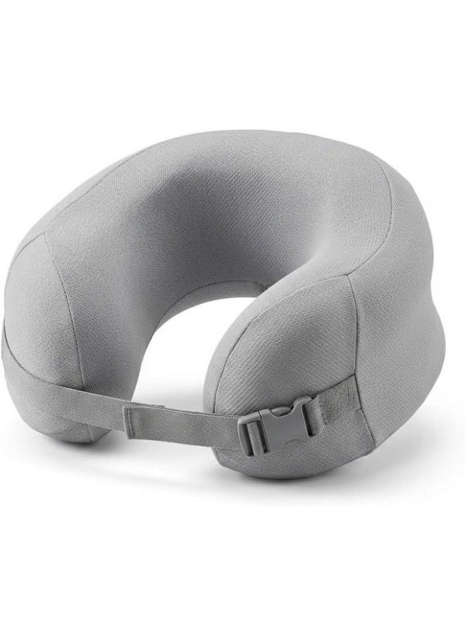 Comfortable memory foam travel neck pillow for neck support - gray with adjustable strap - Image 3