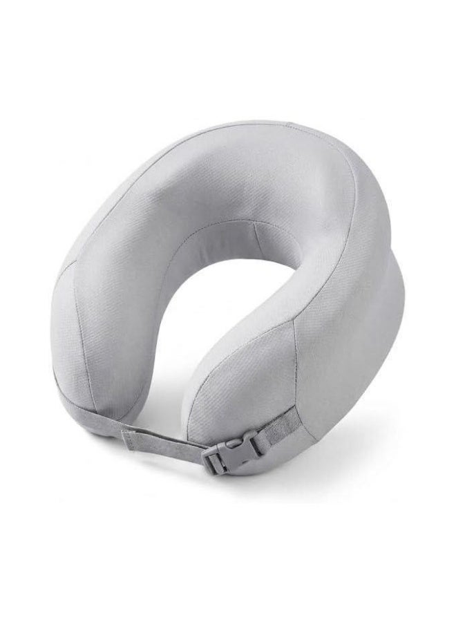 Comfortable memory foam travel neck pillow for neck support - gray with adjustable strap - Image 4