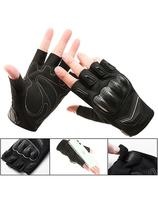 قفازات الدراجة بدون أصابع ، قفازات نصف إصبع ، قفازات دراجة نارية بدون أصابع ، قفازات بدون أصابع لقفازات الدراجات النارية ، حماية اليد نصف إصبع في الهواء الطلق لركوب الدراجات النارية - Image 3