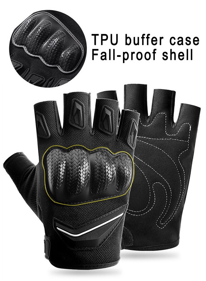 قفازات الدراجة بدون أصابع ، قفازات نصف إصبع ، قفازات دراجة نارية بدون أصابع ، قفازات بدون أصابع لقفازات الدراجات النارية ، حماية اليد نصف إصبع في الهواء الطلق لركوب الدراجات النارية - Image 5