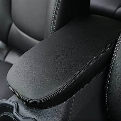 INTGET Center Console Armrest Cover for 2025 Toyota RAV4 Accessories 2024 2023 2022 2021 2020 2019 Leather Middle Console Lid Cover Pad Protector Elbow Arm Rest Covering Car(Black) - Image 1