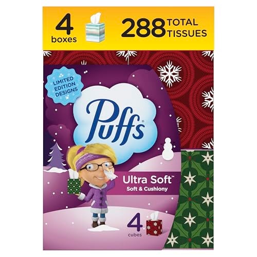 Puffs Ultra Soft Facial Tissues 4 Mega Cube Box 72 Facial Tissues Per Box Packaging May Vary