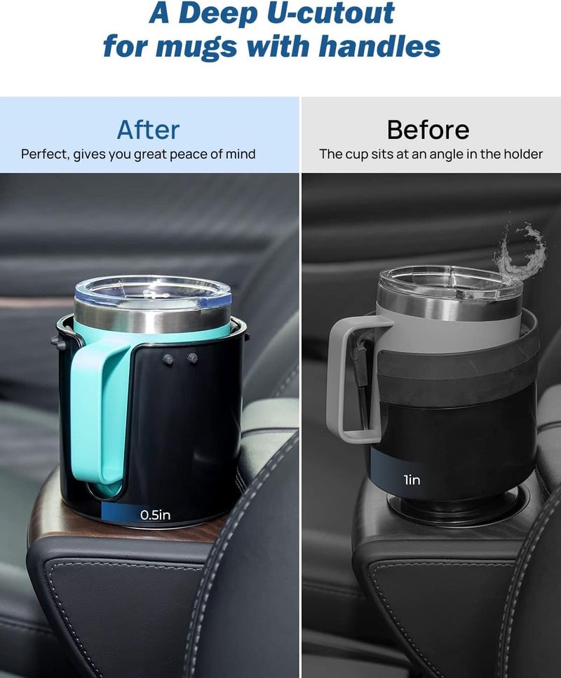 JOYTUTUS Large Stable Cup Holder Expander for YETI, Hydro Flask, Hold 18-40 oz Bottles and Mugs, Car Cup Holder Adapter with Adjustable Rubber Base - Image 3