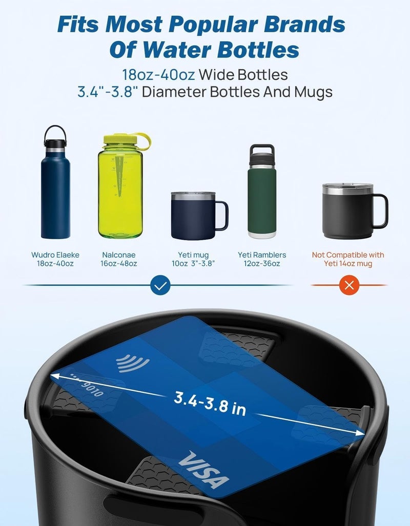 JOYTUTUS Large Stable Cup Holder Expander for YETI, Hydro Flask, Hold 18-40 oz Bottles and Mugs, Car Cup Holder Adapter with Adjustable Rubber Base - Image 5