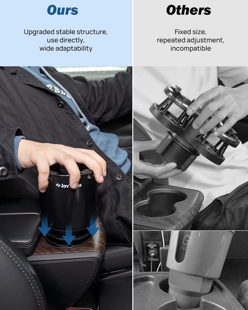 JOYTUTUS Large Stable Cup Holder Expander for YETI, Hydro Flask, Hold 18-40 oz Bottles and Mugs, Car Cup Holder Adapter with Adjustable Rubber Base - Image 4