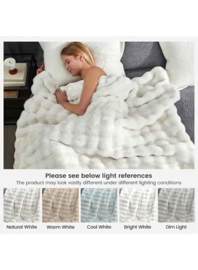 Bukela Cozy Bliss Faux Fur Throw Blanket for Couch, Fuzzy Soft Plush Thick Bubble Blanket for Sofa Bedroom Living Room,70*100cm - Image 4