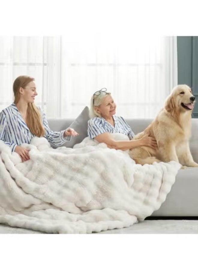Bukela Cozy Bliss Faux Fur Throw Blanket for Couch, Fuzzy Soft Plush Thick Bubble Blanket for Sofa Bedroom Living Room,70*100cm - Image 2