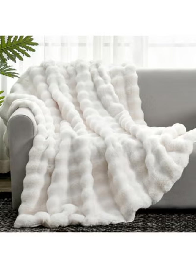 Bukela Cozy Bliss Faux Fur Throw Blanket for Couch, Fuzzy Soft Plush Thick Bubble Blanket for Sofa Bedroom Living Room,70*100cm - Image 1