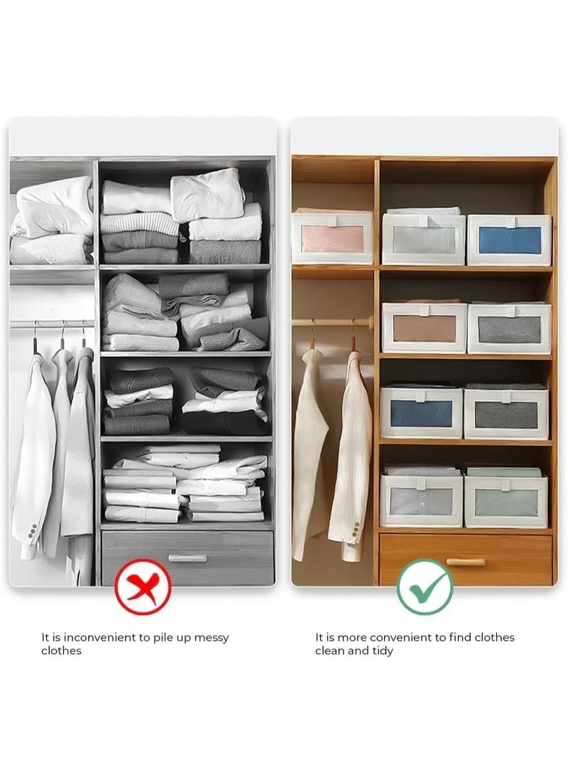 صندوق تخزين الملابس - منظم خزانة قابل للطي، منظم خزانة. مثالي لتخزين الملابس والكتب. سلة تخزين خزانة قابلة للغسل لتنظيم نظيف وفعال. (6 قطع قطن) - Image 4
