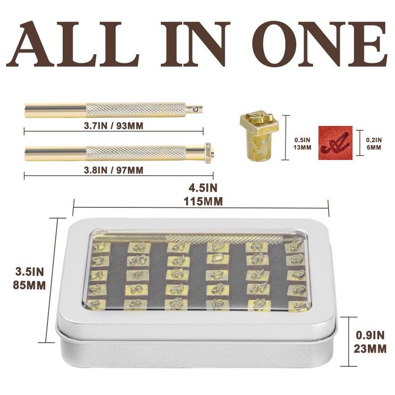 BESTNULE Leather Stamping Kit - 37pcs Set with 26 Capital Letters (5.5mm), 10 Numbers (6mm), and Stamping Handle for Leathercraft - Image 4
