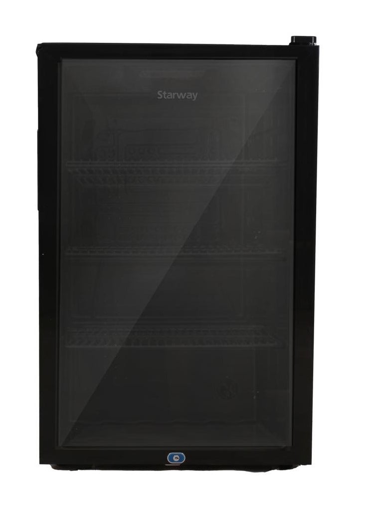 Starway Starway 90 Lt 3.17 Cuft, Glass Door Mini Refrigerator, Noiseless Energy Saving Compressor, Black, kids Lock, 84x45x45cm  - Image 1