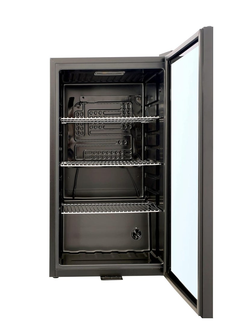 Starway Starway 90 Lt 3.17 Cuft, Glass Door Mini Refrigerator, Noiseless Energy Saving Compressor, Black, kids Lock, 84x45x45cm  - Image 3
