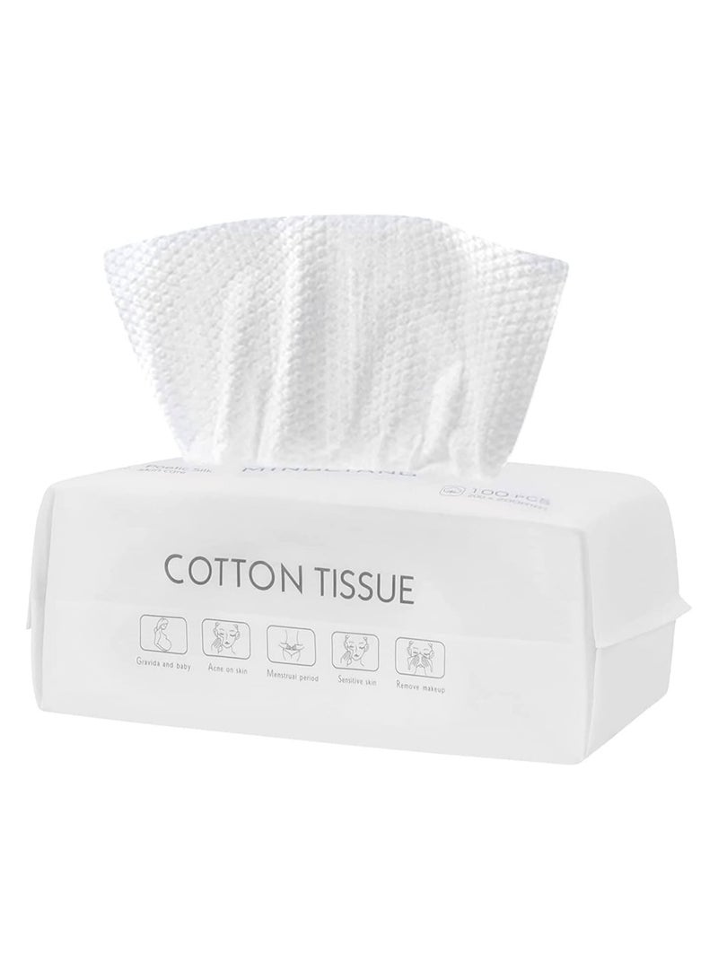MOMENT منشفة وجه MOMENT القابلة للاستخدام مرة واحدة، قماش ناعم لتنظيف الوجه، مناديل قطنية مبللة وجافة، منشفة مزيل مكياج للعناية بالبشرة 100PCS/200 * 200MM - Image 2