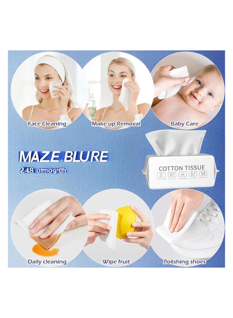 MOMENT منشفة وجه MOMENT القابلة للاستخدام مرة واحدة، قماش ناعم لتنظيف الوجه، مناديل قطنية مبللة وجافة، منشفة مزيل مكياج للعناية بالبشرة 100PCS/200 * 200MM - Image 3