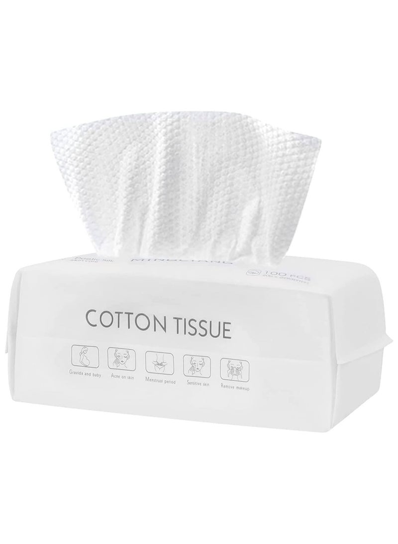 MOMENT منشفة وجه MOMENT القابلة للاستخدام مرة واحدة، قماش ناعم لتنظيف الوجه، مناديل قطنية مبللة وجافة، منشفة مزيل مكياج للعناية بالبشرة 100PCS/200 * 200MM - Image 1