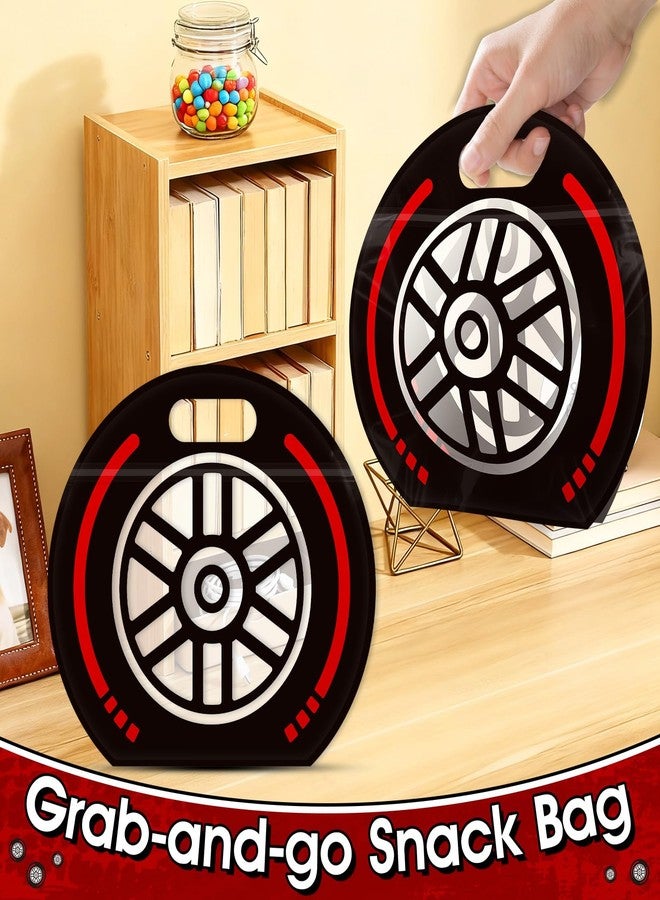 AKAIXI 24pcs Race Car Wheels Snack Bags with Handles Reusable Sealed Stand-Up Goodie Bags, Racing Themed Gift Bags Candy Bags for Birthday Parties, Bulk Party Favor Bags Treat Bags for Sports Racing Events - Image 5