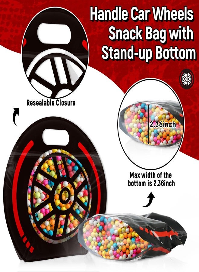 AKAIXI 24pcs Race Car Wheels Snack Bags with Handles Reusable Sealed Stand-Up Goodie Bags, Racing Themed Gift Bags Candy Bags for Birthday Parties, Bulk Party Favor Bags Treat Bags for Sports Racing Events - Image 3