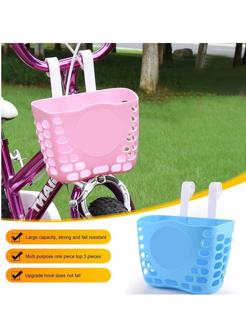 Excefore Bike Basket, 1 Pack Kids Bike Basket fo Girls & Boys Bike, Kid's Bicycle Front Handlebar Plastic Basket, Kids Bicycle Accessories(Pink) - Image 5