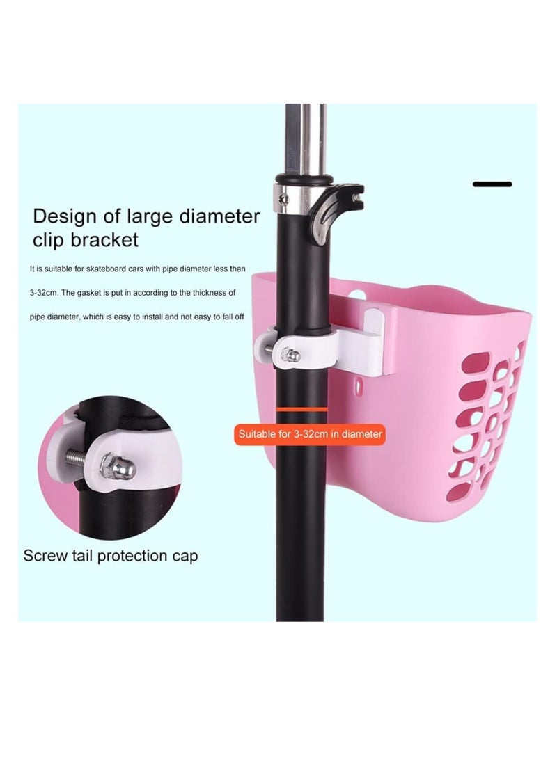 Excefore Bike Basket, 1 Pack Kids Bike Basket fo Girls & Boys Bike, Kid's Bicycle Front Handlebar Plastic Basket, Kids Bicycle Accessories(Pink) - Image 3