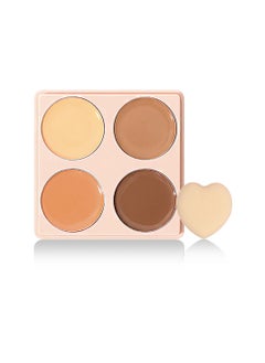 Ushas 4  Color Concealer Pot Set - Contour Palette for Dark Circles with Powder Puffy - 4 in 1 Full Coverage Color Correcting Foundation Concealer for Contour & Highlight Eye Brightener#01  - Image 1